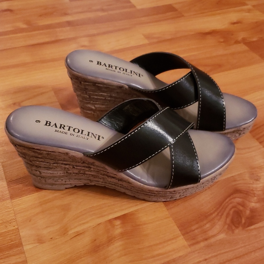 Bartolini Black Wedges Size 9